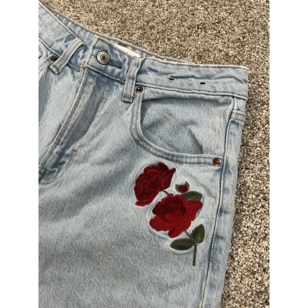 Abercrombie & Fitch Size‎ 28 High Rise 90s Relaxed Jeans Rose Embroidered #0286